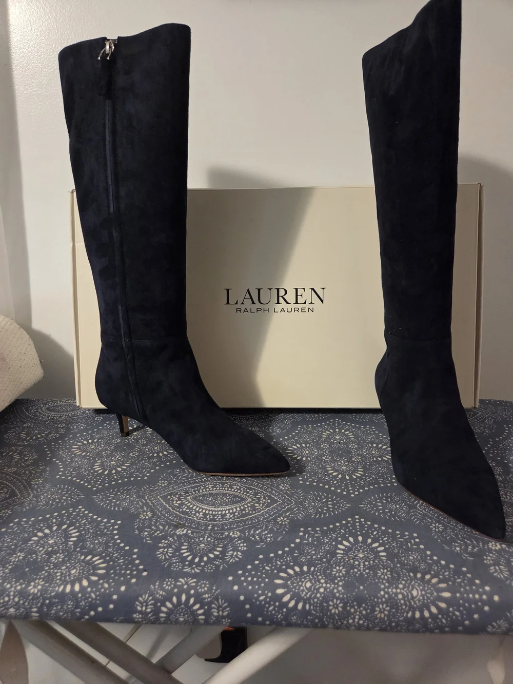 Lauren Ralph Lauren Black Over-the-Knee Pointed Toe Suede Boots